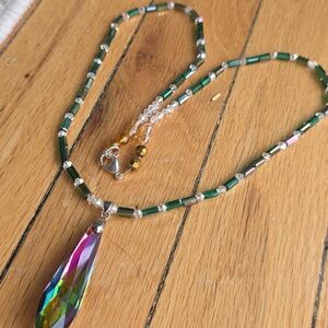 Long Pendant Crystals Necklace